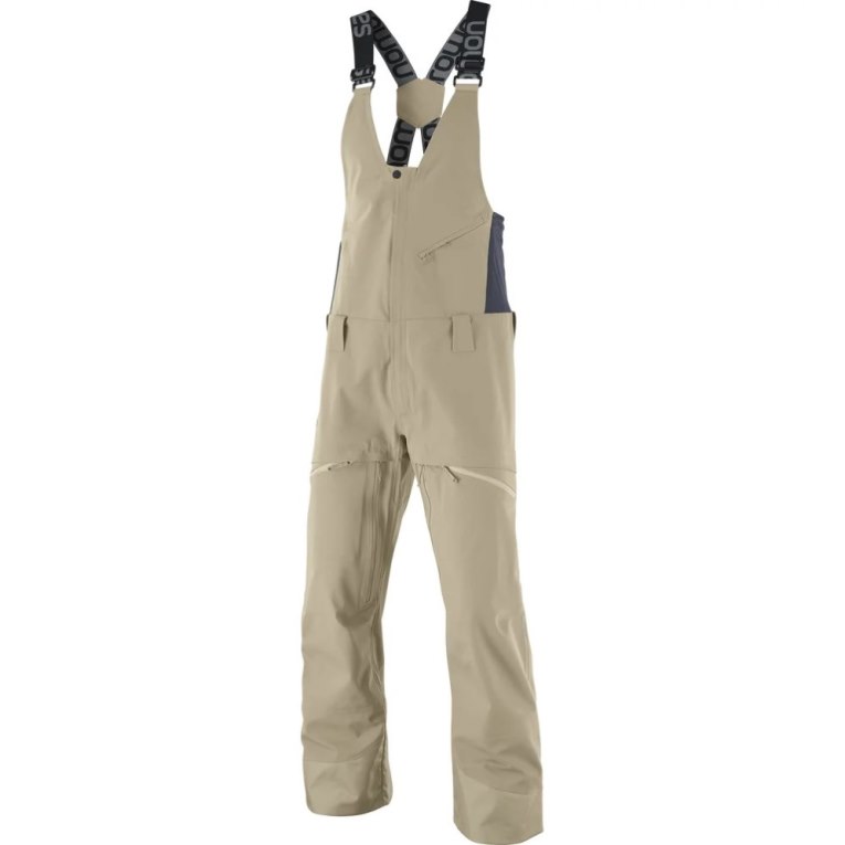 Khaki Salomon Stance 3L Bib Men's Ski Pants | IE JM9365